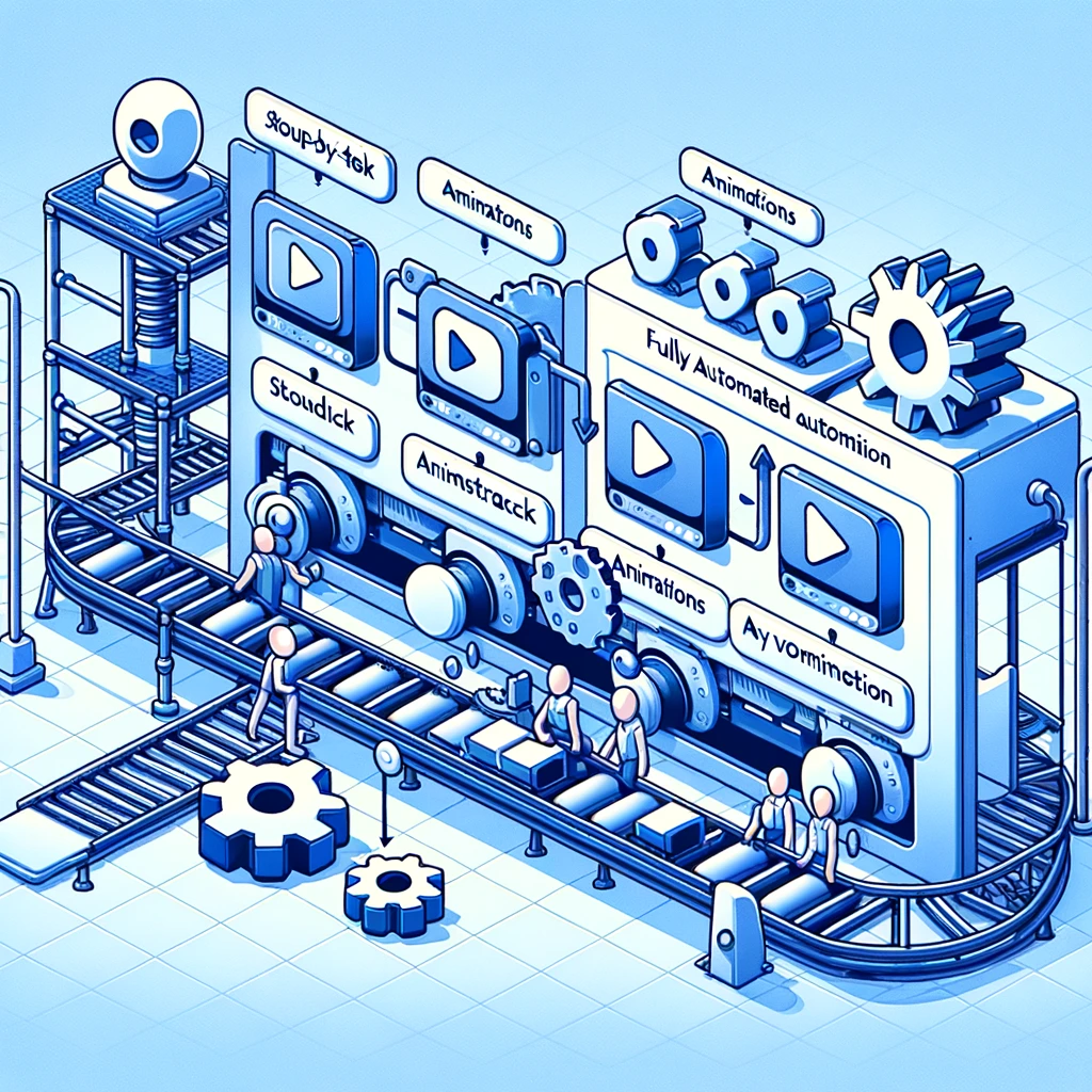 Illustartion to that our JavaScript API automates the entire video production process from start to finish, enabling seamless creation of videos without manual intervention.